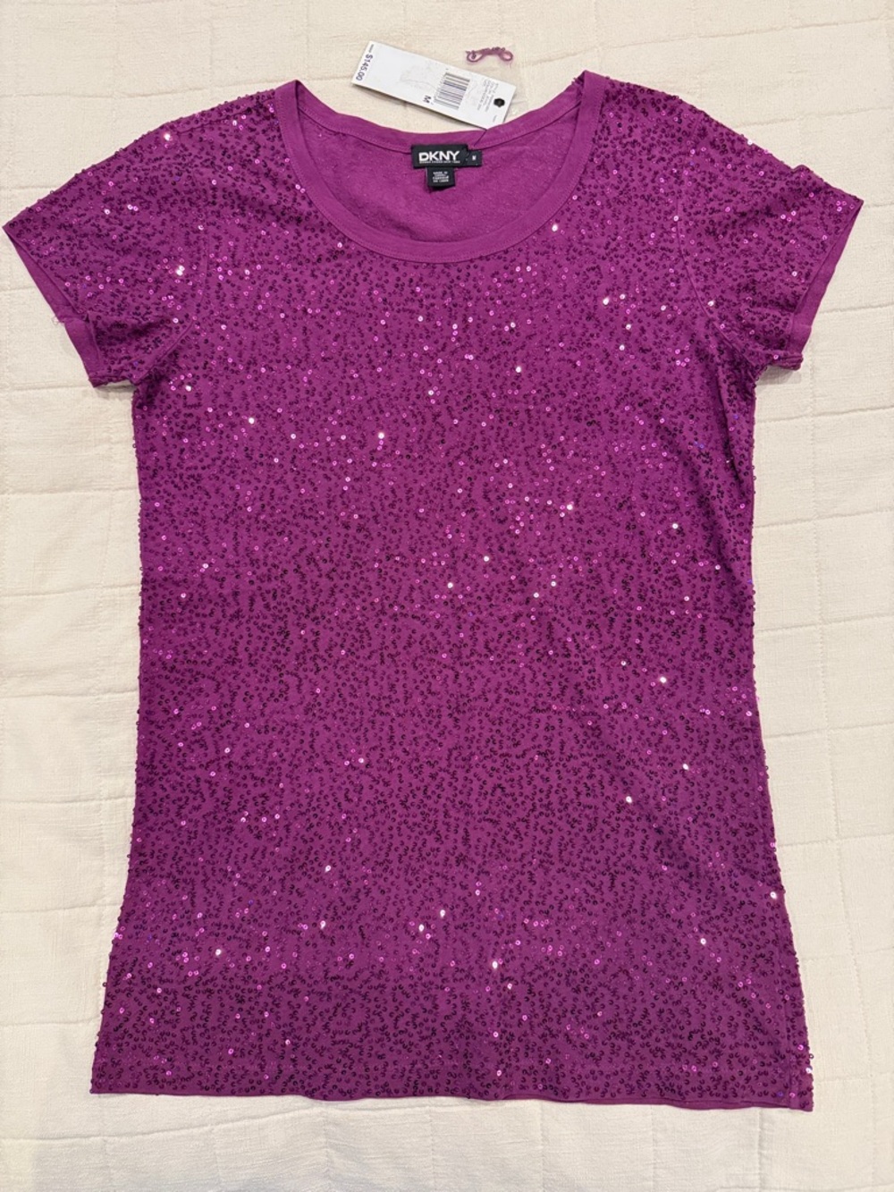 DKNY Fuchsia Sequin Short Sleeve Tee